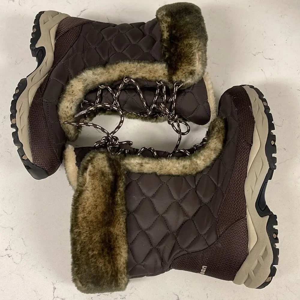 L. L. Bean Faux Fur Winter Snow Bootss Size 8.5 Brown
